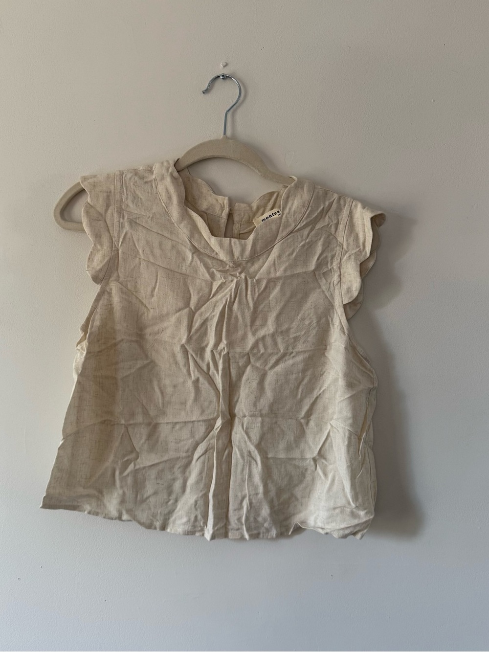 Monteau Cream Linen Blend Top Quiet Luxury Coastal Grandma Cottagecore L